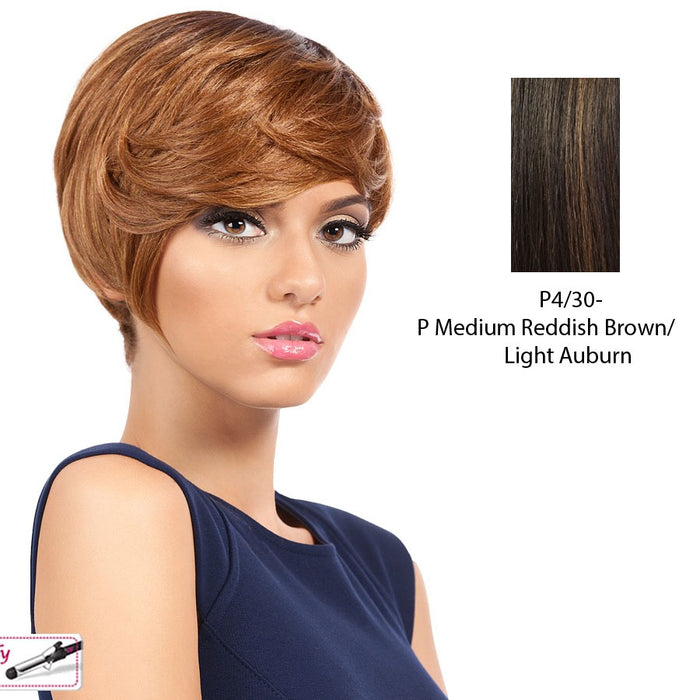 Snow Synthetic Wig,Medium brown base with light auburn highlights