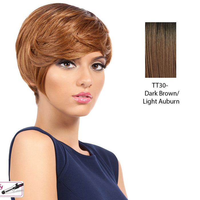 Snow Synthetic Wig,Dark brown roots with light auburn