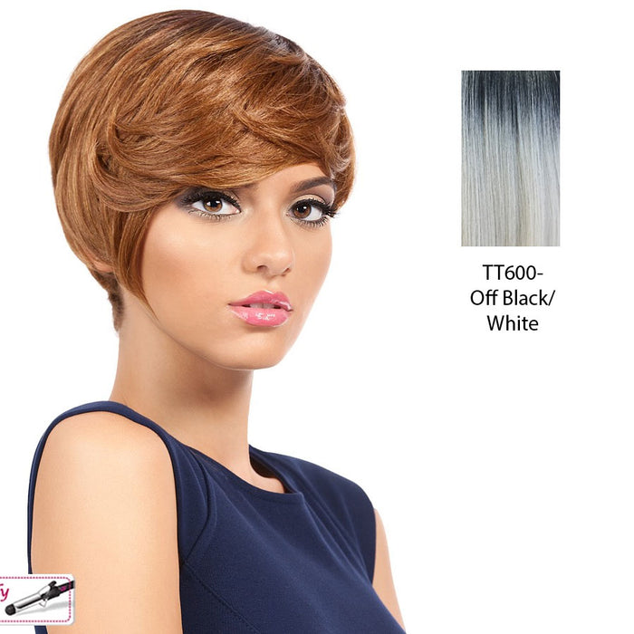 Snow Synthetic Wig,Off black roots with white