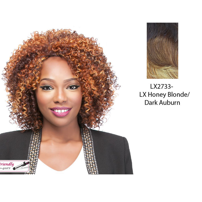 Sweetin Heat Friendly Synthetic Wig,Two tone frost blend of dark auburn layer over strawberry blonde bottom