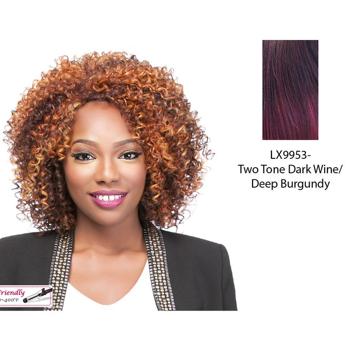 Sweetin Heat Friendly Synthetic Wig,Two tone frost blend of dark wine layer over deep burgundy bottom