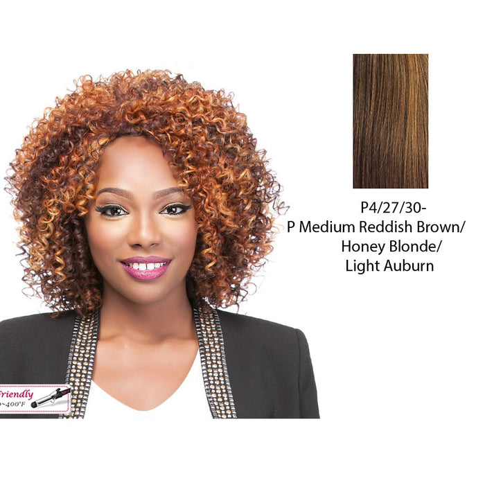 Sweetin Heat Friendly Synthetic Wig,Streaked blend of medium brown, strawberry blonde, and light auburn