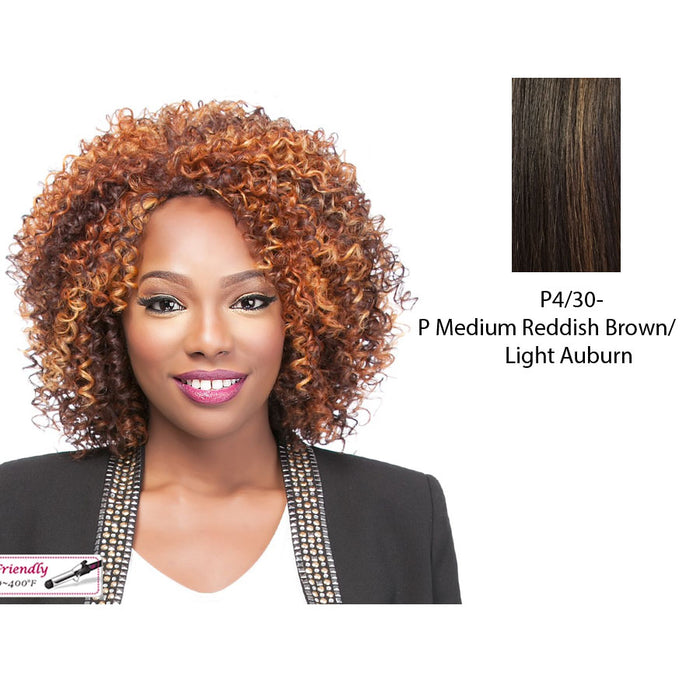 Sweetin Heat Friendly Synthetic Wig,Medium brown base with light auburn highlights