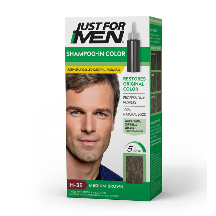 Just For Men Shampoo-in Gray Hair Color, Medium Brown, H-35