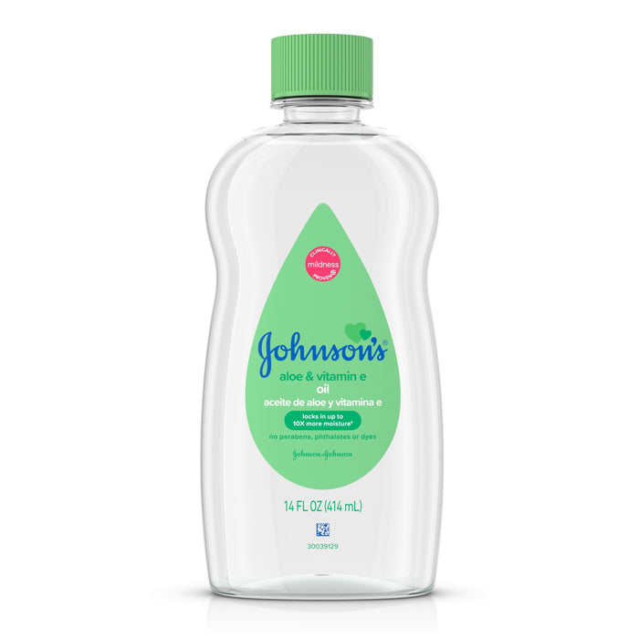 Johnson And Johnson Aloe Vera & Vitamin E Baby Oil, 14 Oz.