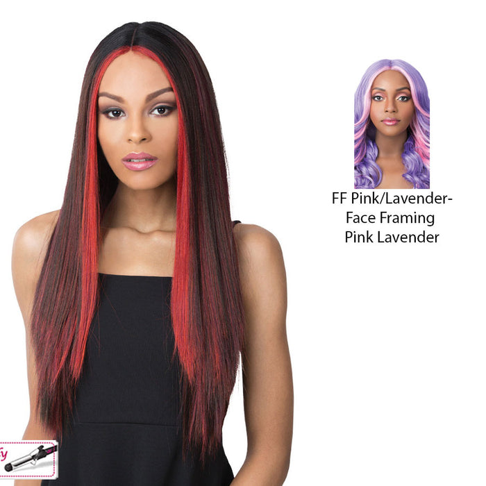 Synthetic Lace Part Wig Kahlo,FF PINK LAVENDER