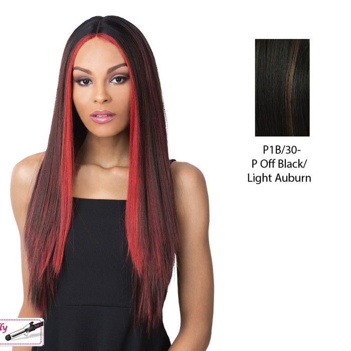 Synthetic Lace Part Wig Kahlo,Off black base with light auburn highlights