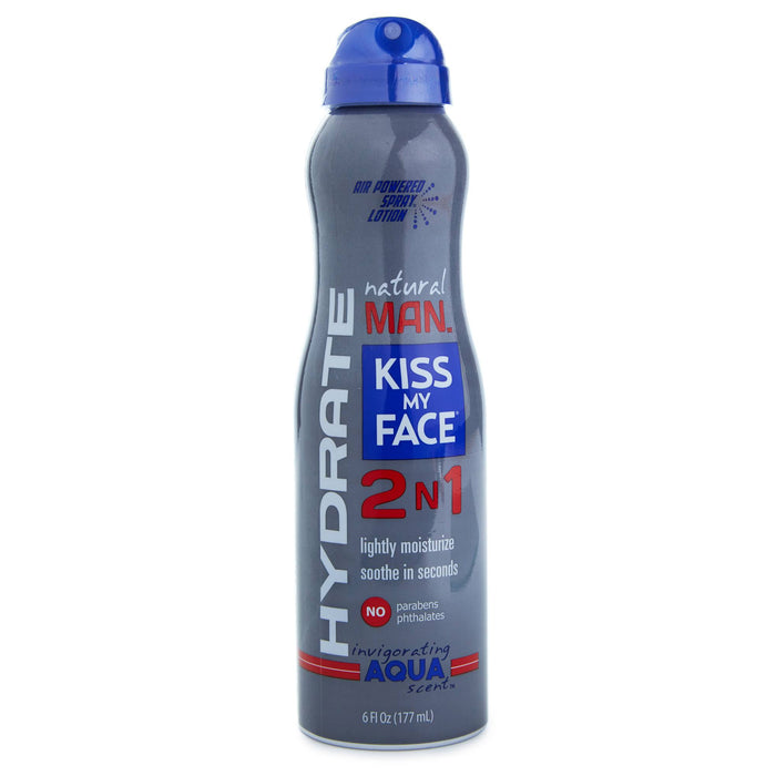 Kiss My Face Natural Man Body Lotion Spray, Invigorating Aqua, 6 Fluid Ounce