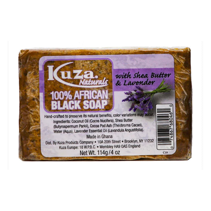 Kuza Naturals 100 African Black Soap With Shea Butter Lavender 4 Oz
