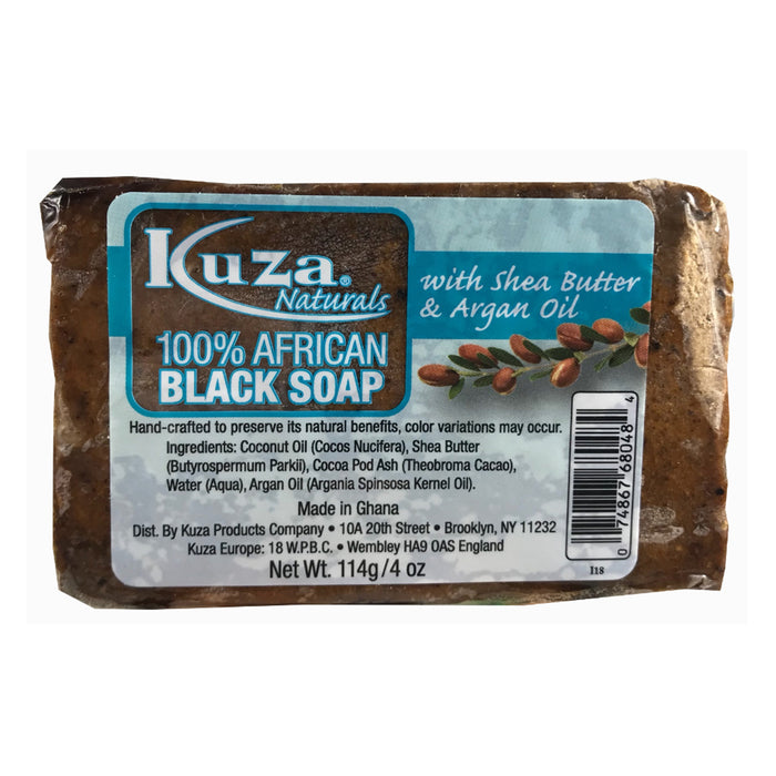 Kuza 100 African Black Soap with Shea Butter Argan Oil 4 Oz