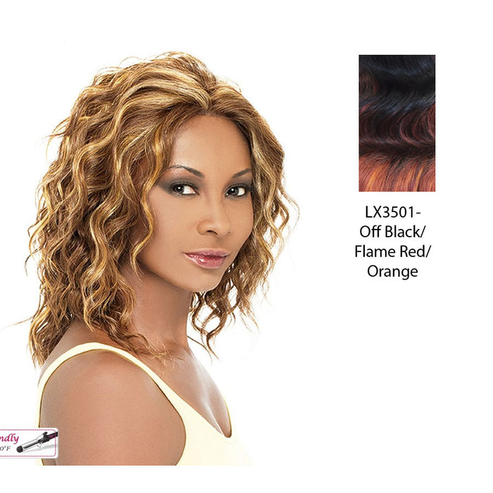 Braid Lace Ashley Lace Front Wig,Two tone frost blend of off black layer over flame red and orange bottom