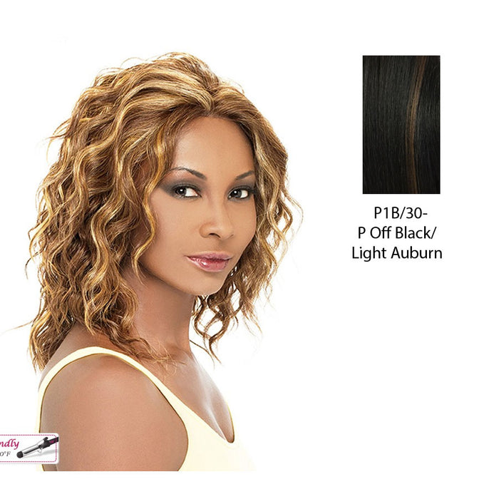 Braid Lace Ashley Lace Front Wig,Off black base with light auburn highlights