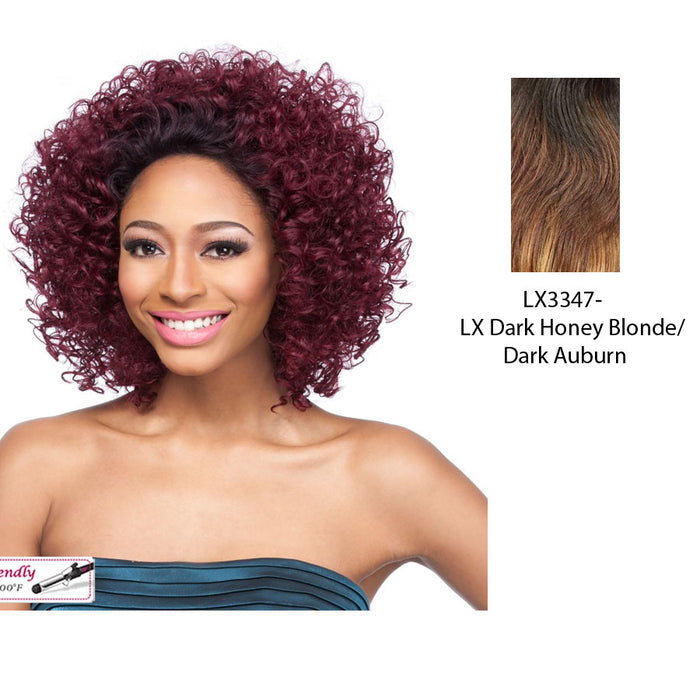 Coby Lace Front Wig,Two tone frost blend of dark auburn layer over dark honey blonde bottom