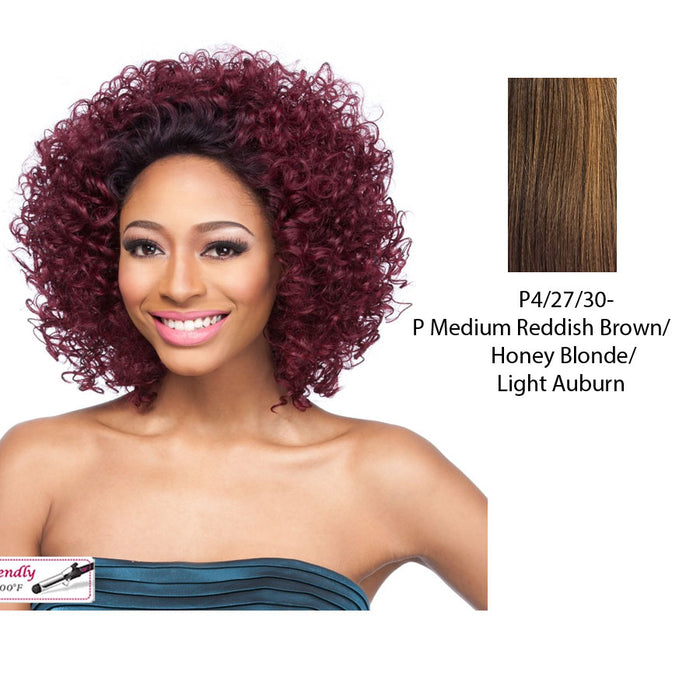 Coby Lace Front Wig,Streaked blend of medium brown, strawberry blonde, and light auburn