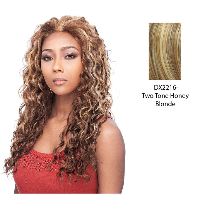 Destiny Lace Front Wig,Two tone frost blend of strawberry blonde layer over with honey blonde bottom