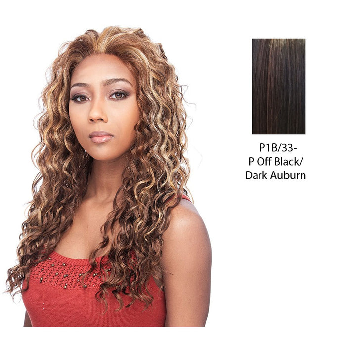 Destiny Lace Front Wig,Off black base with dark auburn highlights