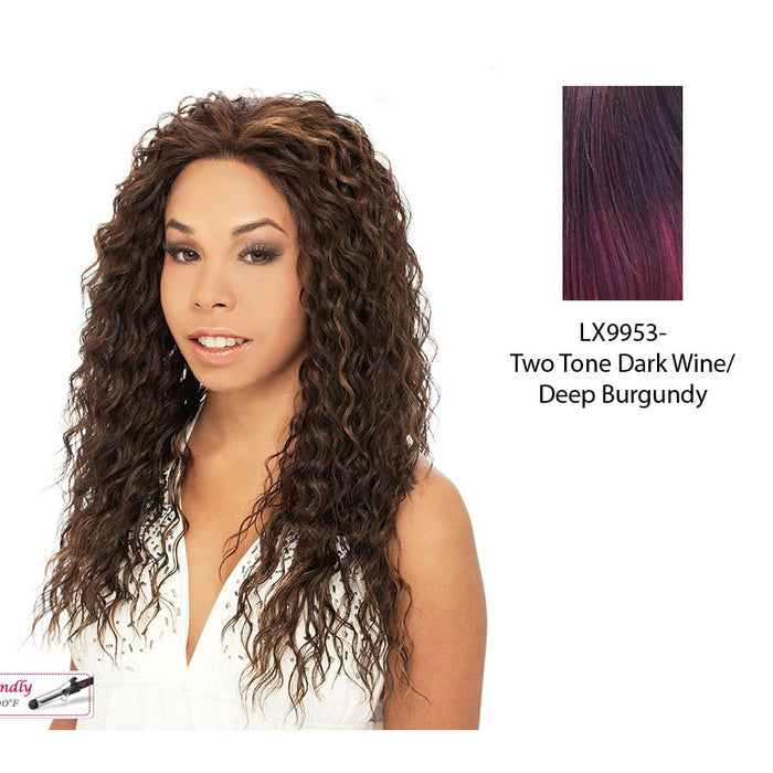 Erica Lace Front Wig,Two tone frost blend of dark wine layer over deep burgundy bottom
