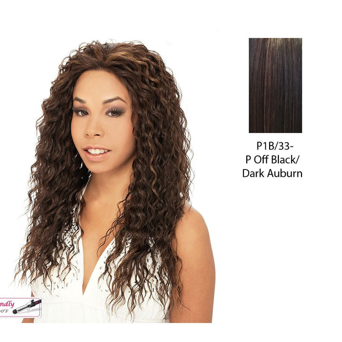 Erica Lace Front Wig,Off black base with dark auburn highlights