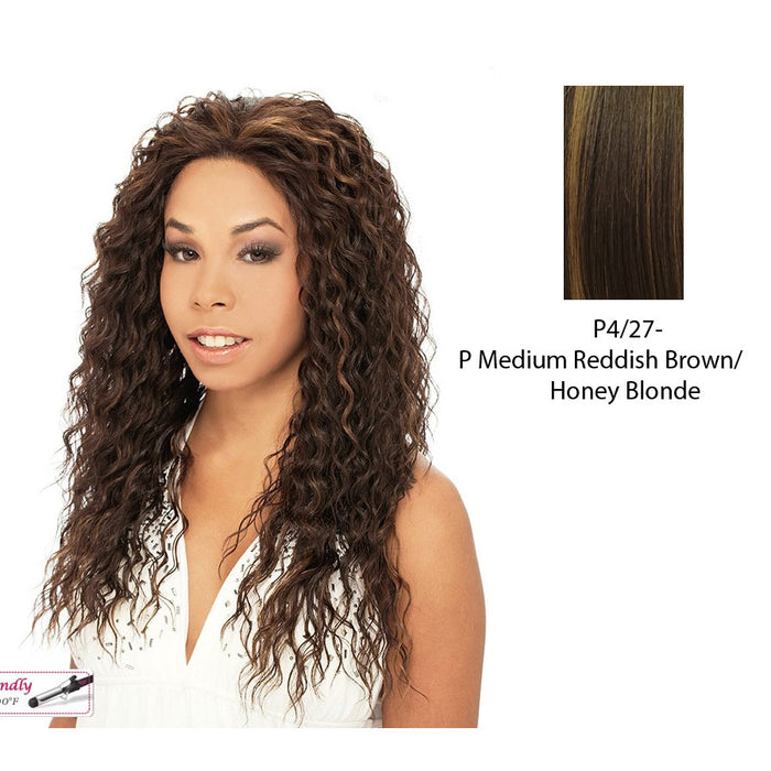 Erica Lace Front Wig,Medium brown base with strawberry blonde highlights