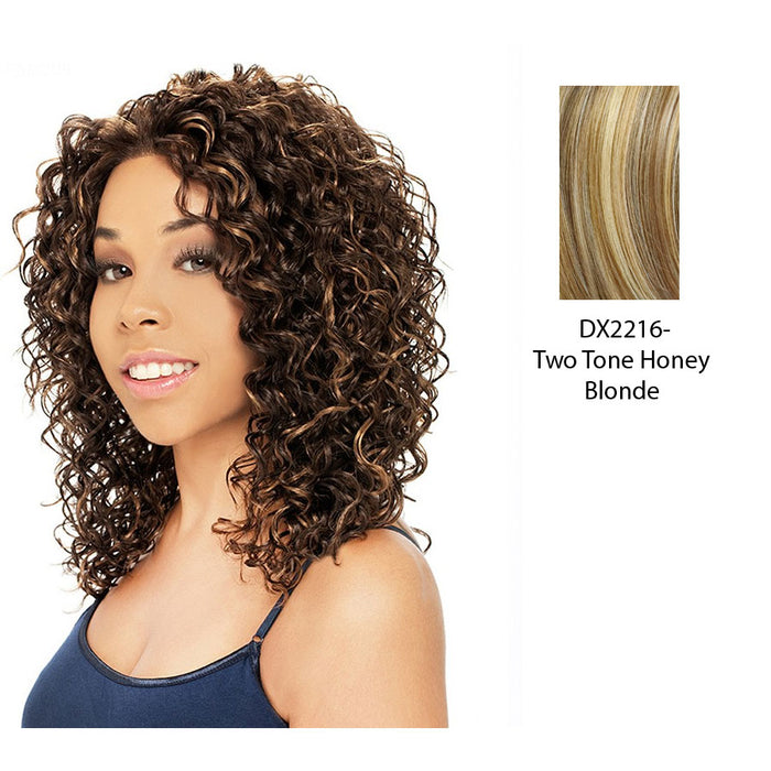 Synthetic Premium Long Layered Lace Front Wig Famous,Two tone frost blend of strawberry blonde layer over with honey blonde bottom