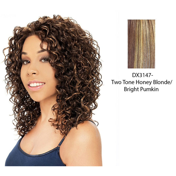 Synthetic Premium Long Layered Lace Front Wig Famous,Two tone frost blend of strawberry blonde and bright pumpkin layer over gold light auburn bottom