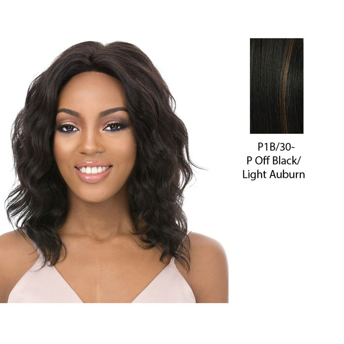 Quality Human Hair Full Lace Wig_ Adagio,Off black base with light auburn highlights
