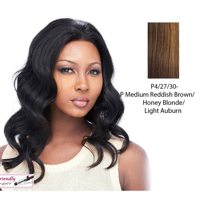 Infinity Futura Heat Style Synthetic Hair Full Lace Wig,Streaked blend of medium brown, strawberry blonde, and light auburn