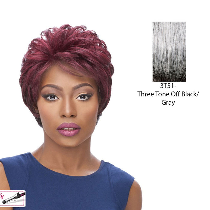 Heat Resistant Synthetic Lace Full Front Wig_ Soft,Three Tone Black + 3/4 Gray