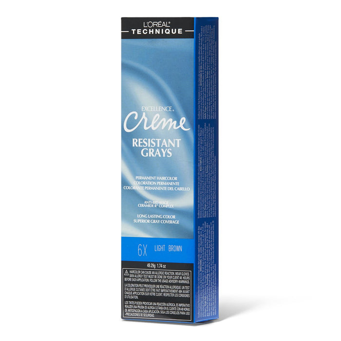 L'Oreal Excellence Resistant Gray Permanent Creme 6X Light Brown 1.74 oz