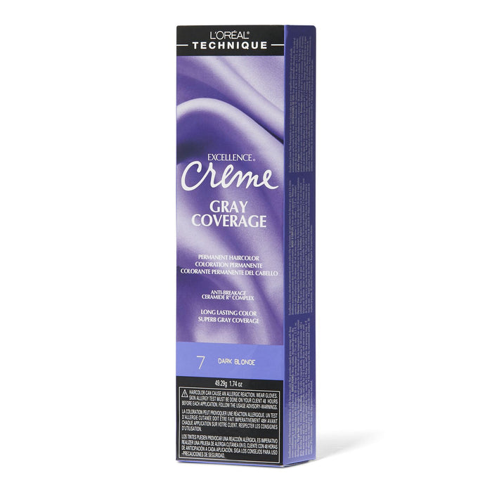 L'Oreal Excellence Creme Gray Coverage Permanent Hair Color, Dark Blonde, 7, 1.74 oz
