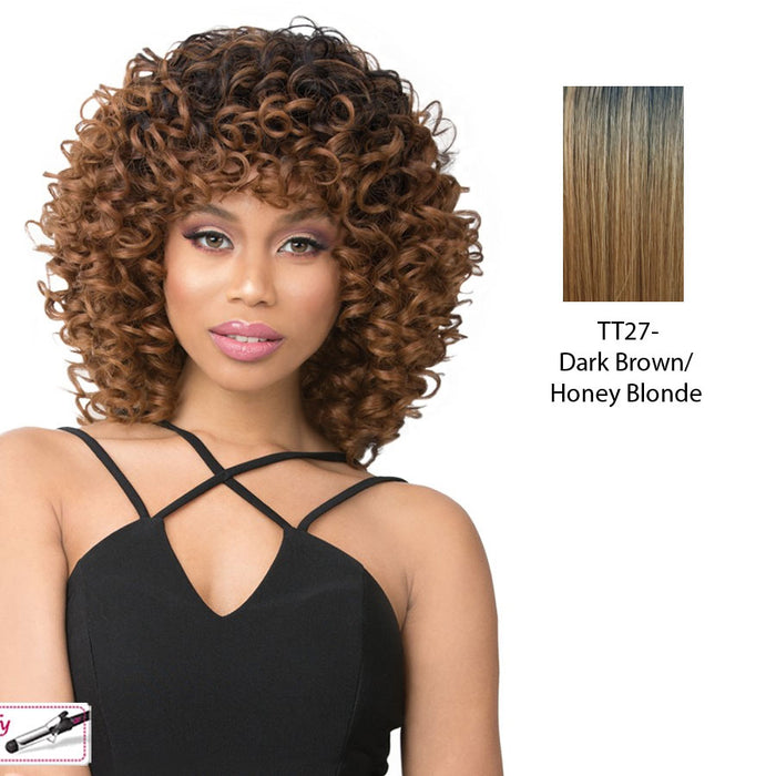 Synthetic Hair Wig Maxy,Dark Brown Roots With Strawberry Blonde