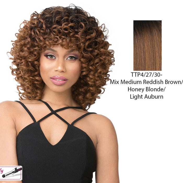 Synthetic Hair Wig Maxy,Ttstreaked Blend Of Medium Brown, Strawberry Blonde, And Light Auburn