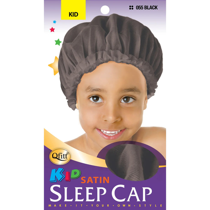 Qfitt Kids Satin Sleep Cap, Black