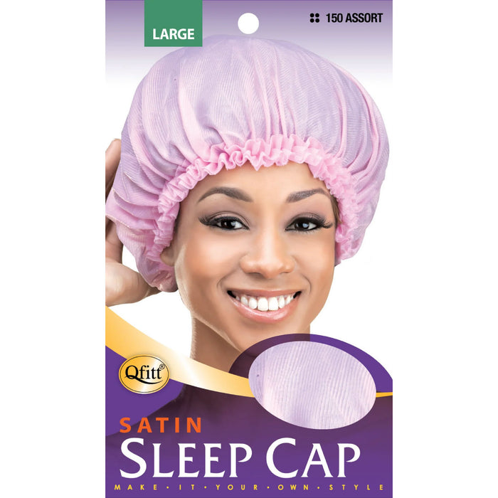 Qfitt Satin Sleep Cap Assorted Color 12/PK