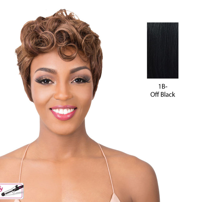 Synthetic Hair Iron Friendly Wig Modern,Off Black