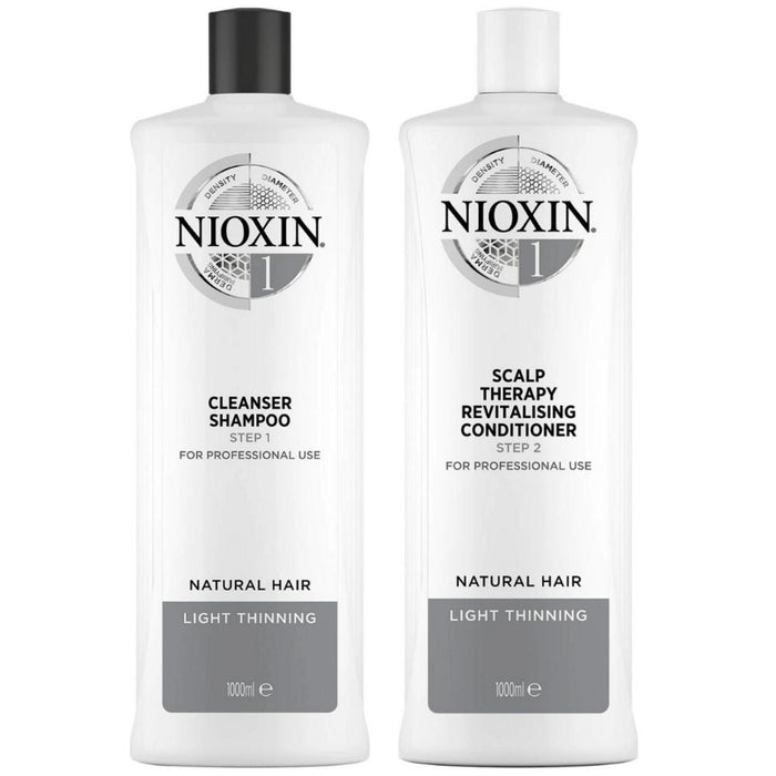 NIOXIN System 1 for Natural Hair With Light Thinning Duo, 33.8 oz Each