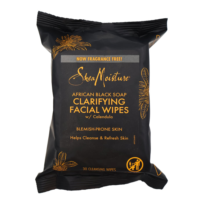 Shea Moisture African Black Soap Facial Wipes, 30 Wipes