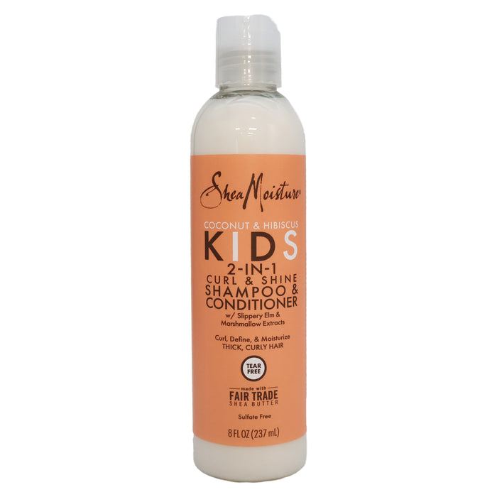 Shea Moisture Coconut Hibiscus Kids 2 In 1 Curl Shine Shampoo Conditioner, 8 Oz.