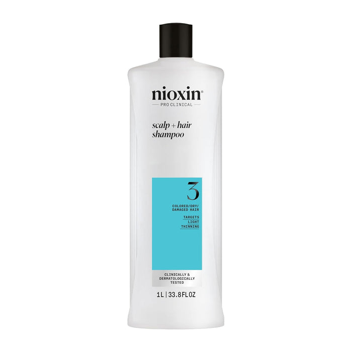 NIOXIN System 3 Cleaning Shampoo For Colored Hair With Light Thinning, 33.8 Oz.