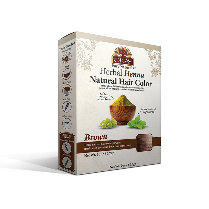 Okay Herbal Henna Natural Hair Color Brown 2 Oz.
