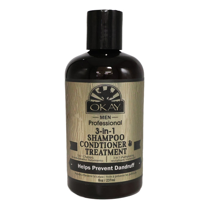 Okay Men 3 In 1 Shampoo Conditioner Treatment, 8 Oz.