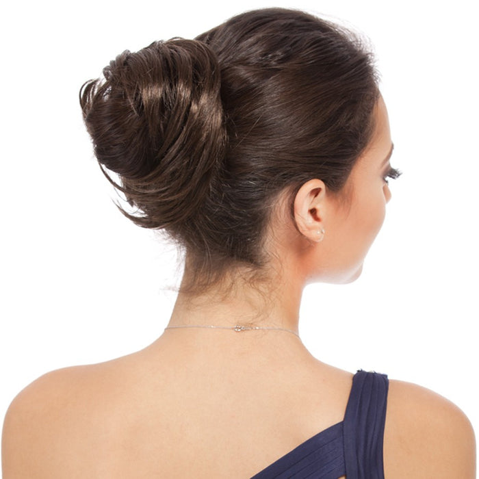 Synthetic Hair Bun Extensions Chignon Hairpiece Style Instant Volum For Your Up-Do - Ponytail Sweetie Natural Curl,Dark Brown