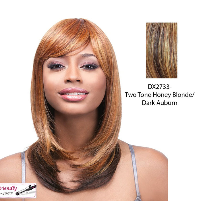 Futura Synthetic Quality Full Wig - Q-Alice,Two Tone Frost Blend Of Strawberry Blonde Layer Over Dark Auburn Bottom
