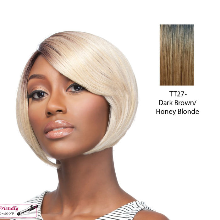 Quality Wig Q Carla,Dark Brown Roots With Strawberry Blonde