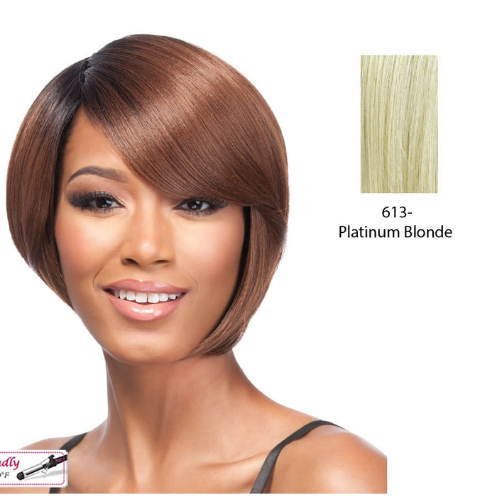 Synthetic Quality Full Wig Short - Q-Cello,Platinum Blonde With Dark Roots