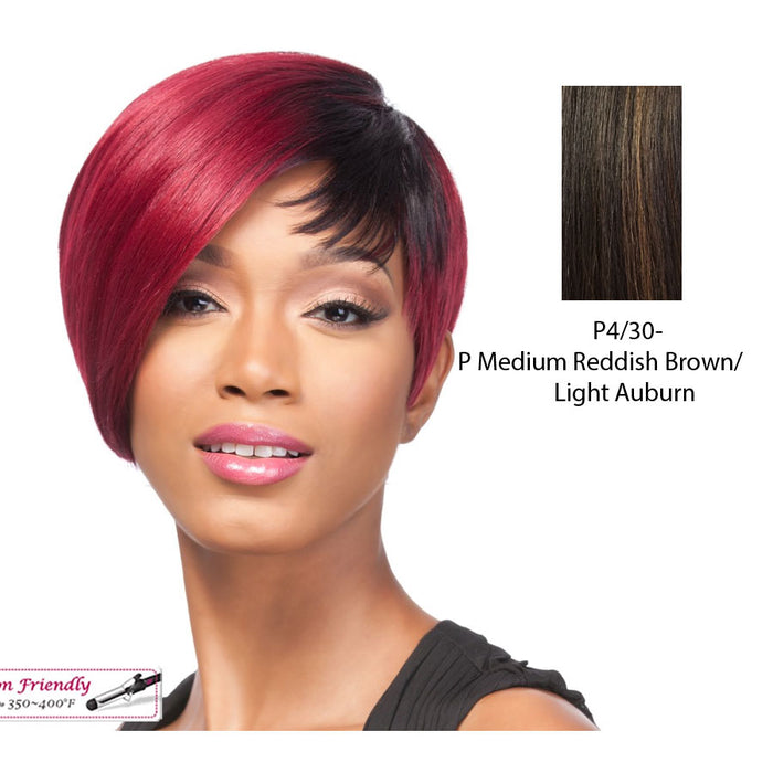 Synthetic Hair Wig Q Cristine,Medium Brown Base With Light Auburn Highlights