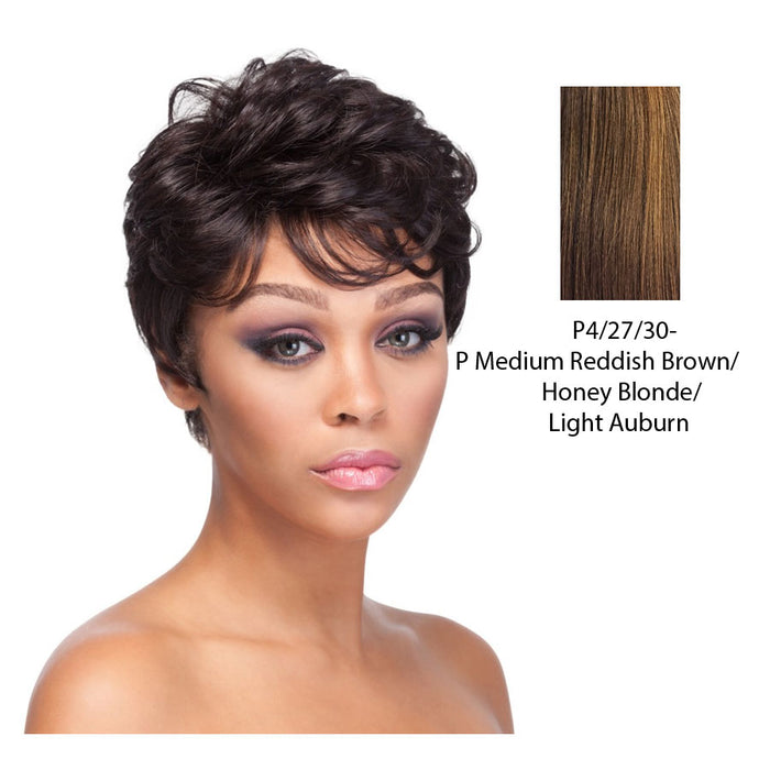 100% Human Hair Mix Quality Wig Hh Rosie,Streaked Blend Of Medium Brown