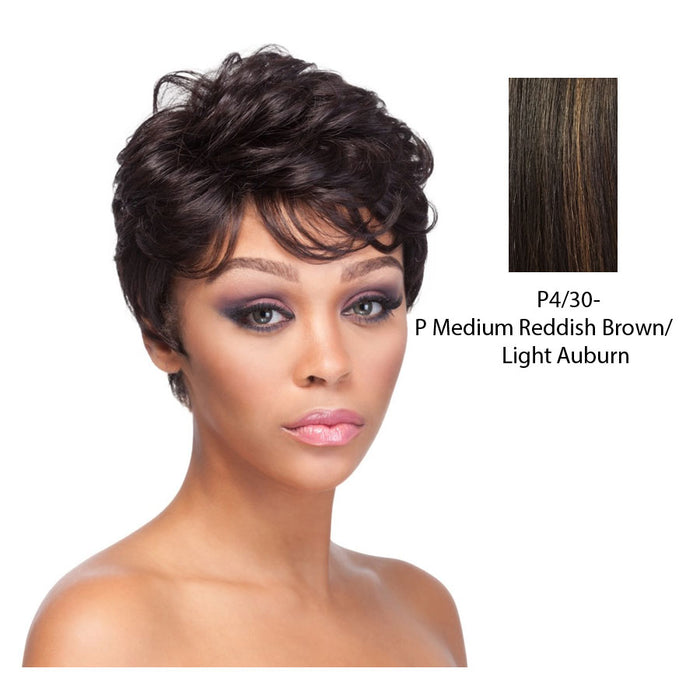100% Human Hair Mix Quality Wig Hh Rosie,Medium Brown Base With Light Auburn Highlights
