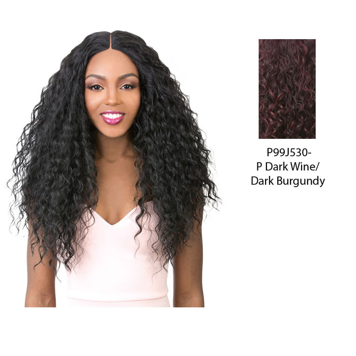 Vixen X 100% Human Hair Premium Mix Full Lace Wig Vixen X Neo French Wave,Streaked Blend Of Deep Wine And Dark Violet