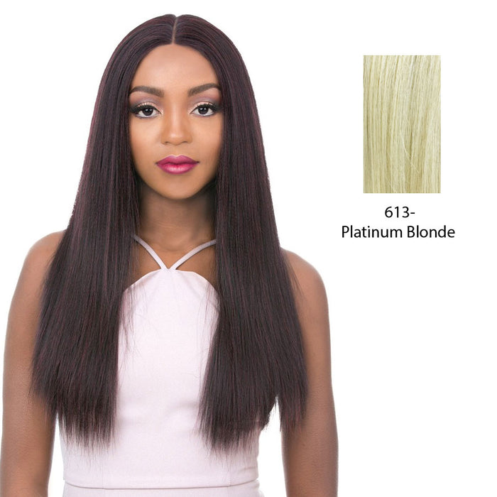 Vixen X 100% Human Hair Premium Mix Full Lace Wig Vixen X Yaki Straight,Platinum Blonde